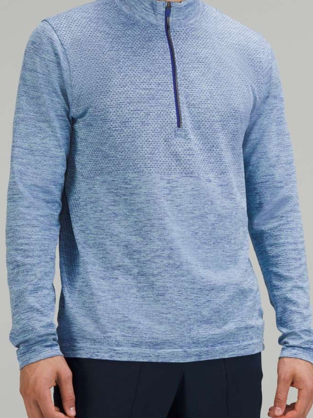 lululemon athletica Light Blue Heather Long Sleeve Half-Zip Shirt